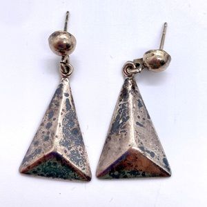 Taxco Sterling Silver 925 Post Earrings TS-30 Two Trees Mark Need Backs